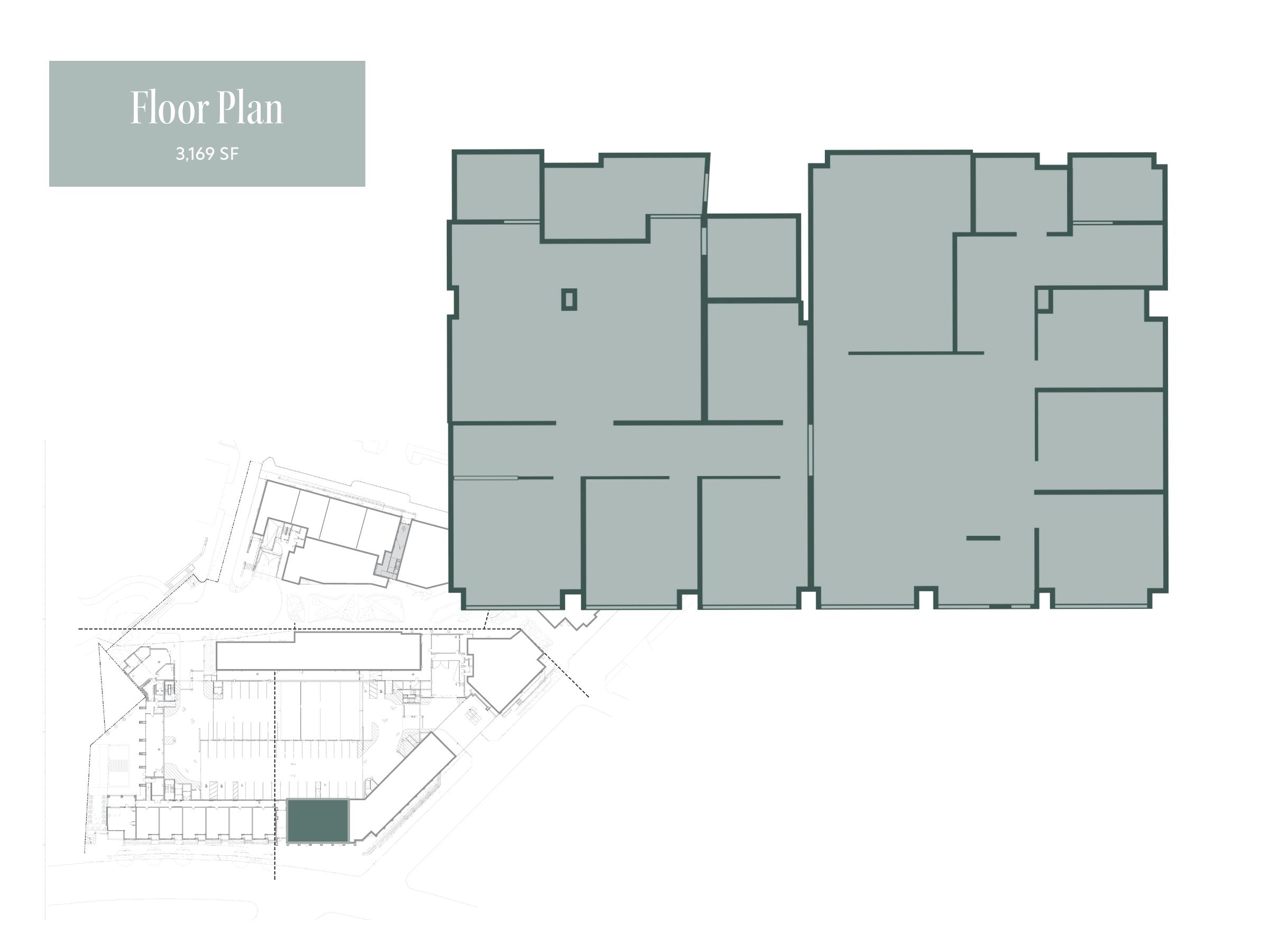 Floor plan for the 3,169 SF restaurant and retail space